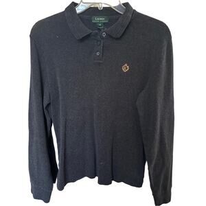 Vintage Lauren Ralph Lauren Gray Long Sleeve Polo Top Cotton size M